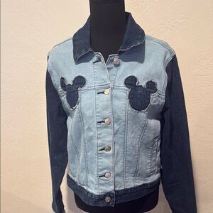 Disney Blue Jean Jacket with Mickey Mouse Silhouettes